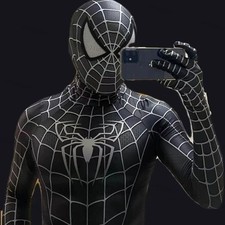 Black Spider-Man Costume Spandex Jumpsuit Cosplay Bodysuit Kid/Adults Gifts 2025