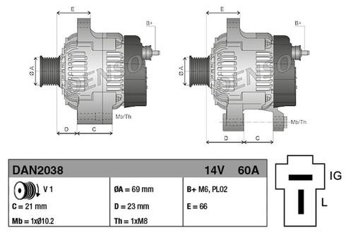 Denso alternator dan2038 - denso,