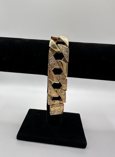 9ct gold silver chaps curb - gold,