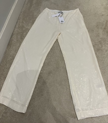 Sequin white wide legged - ro&zo,