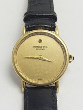 Ladies Vintage Raymond Weil Geneve 18K Gold Plated Swiss Wind-Up Bracelet Watch