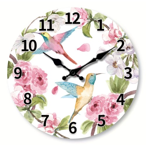 Hummingbird floral wall clock - hummingbird,