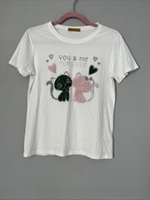 Girasol & Cici Women’s Glitter Cat Embroidery T-Shirt Size Small