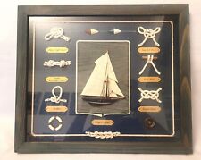 Framed Sailor Nautical Rope Knots With Ship 17.5"WX15"HX1.5"D Display