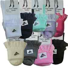 Girls Frilly Ankle Lace Socks Cute Crew Length Girls School Fashion Cotton
