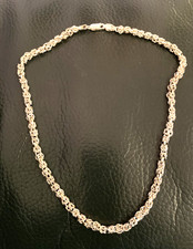 925 Solid Sterling Silver Byzantine Chain Necklace 16"  21 g, ITALY