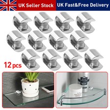 12pcs Glass Shelf Support Clamp Brackets Clip Chrome Shelves 3-8mm Clip Tool