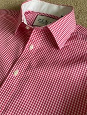 THOMAS PINK SLIM FIT BUTTON CUFF PINK GINGHAM SHIRT 15.5   15 1/2