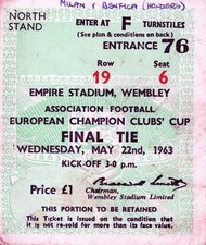 Ticket AC Milan v Benfica European Cup Final  1963