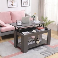 Wooden Coffee Table Lift Up Top With Storage Shelf Living Room Home Office Grey