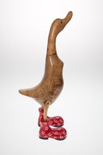 Best Quality Hand Carved Wooden Bamboo Root Duck With Welly Boots 45cm tall