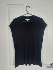 Autograph Pure Cashmere Ladies Black Ribbed Knitted Vest UK Size Medium