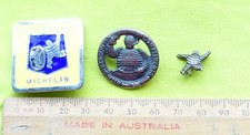 3x 1930/60s MICHELIN Rubber (France) enamel Motorcycle tyre tire badge lapel