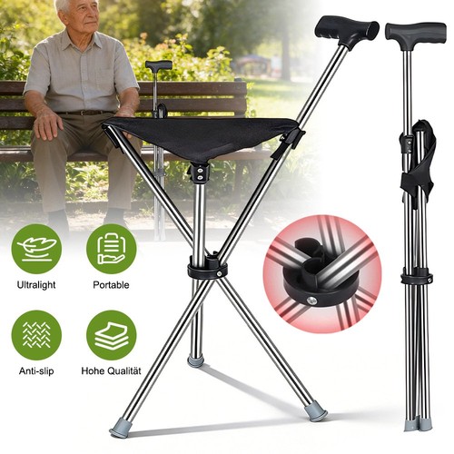 Folding portable walking stick - folding,