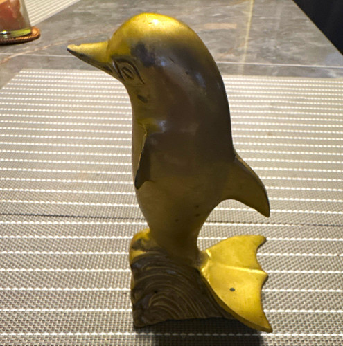 Antique vintage brass dolphin - vintage,