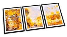 Yellow Landscape Forest Modern FRAMED ART PRINTS SET Picture Poster Artwork