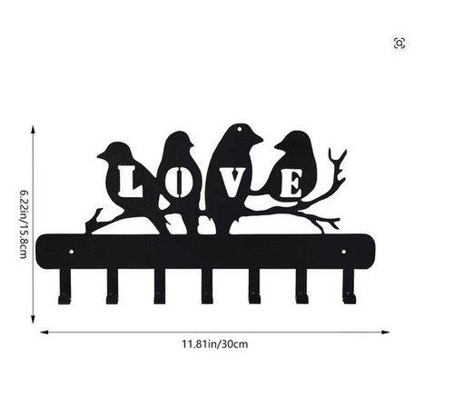 Love birds metal key holder - love,