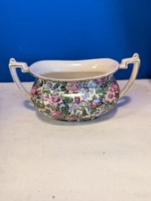 Antique Crown Ducal Ware England Floral Chintz #A500 Sugar c. 1920