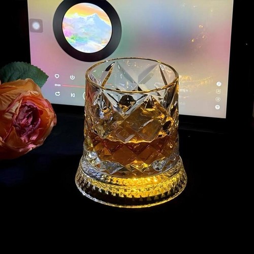 Spinning crystal whiskey glass - crystal,