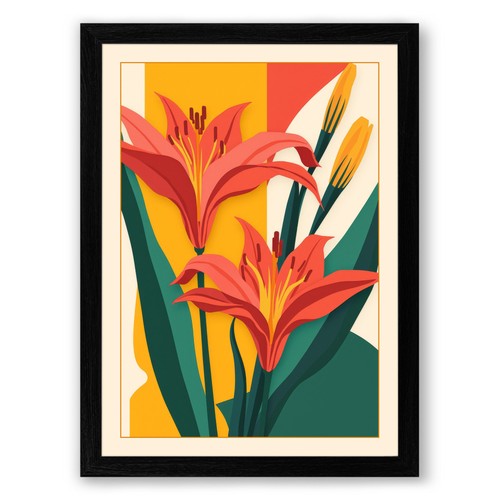 Modern lily botanical framed - botanical,