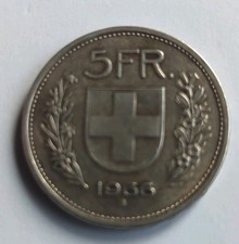 1966B Switzerland Silver 5 Francs Coin Helvetica