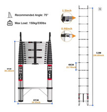 3.8-4.4-5M Stainless Steel Ladder Telescopic Heavy Duty Multi-Purpose Extendable