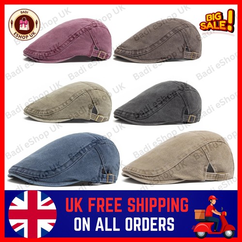 Men flat cap washed newsboy - men,