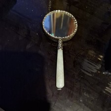 Rare Vintage 1950’s Chinese  Vanity Hand Held Mirror Jade Handled  ( Box J3 ) 5”