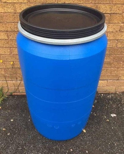 Open top plastic 240l barrel - open,