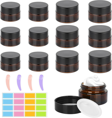 12pcs brown glass cosmetic - brown,