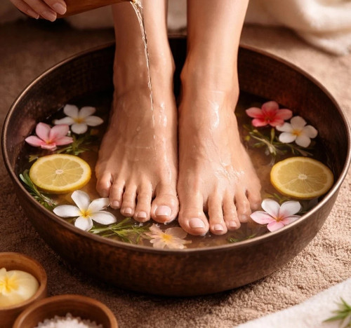 Old copper pedicure bowl foot - copper,
