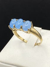 Stunning 9ct GOLD & 2.47 Carat BLUE JADE RING * Size R 