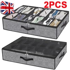 2Pcs Under Bed Shoe Storage