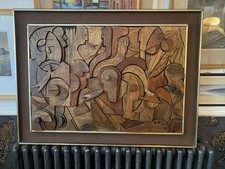 Large Original Brutalist Wall Sculpture Brian Hopwood Cubist Modernist