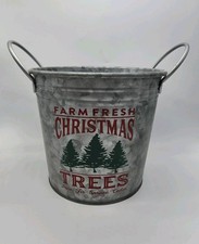 Ashland Galvanized Metal Farm Fresh Christmas Trees Bucket Pail
