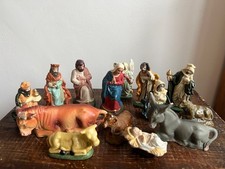 Old Vintage Bisque Plaster Nativity Jesus Mary Christmas Ornaments Decorations