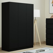 Matt Black Wardrobe 3 Door