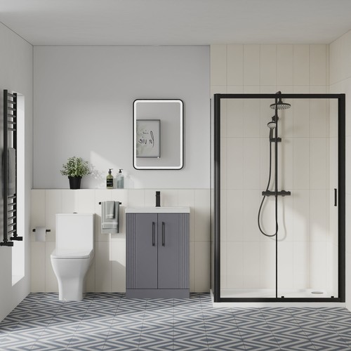 Square 500mm grey vanity black - square,