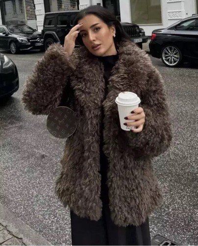 Zara chocolate brown faux fur - zara,