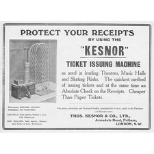 Thomas Kesnor & Co Ticket Issuing Machine Skating Rinks Edwardian Advert 1909