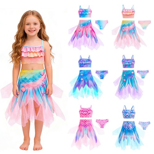 3pcs girls mermaid beach - mermaid,