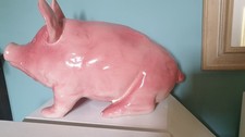 Wemyss Ware Scottish Antique  Large 40cm Rose Pink Glazed Pig Ornament Damaged