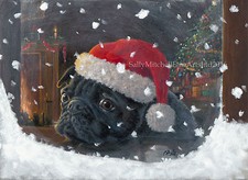Pug Dog, Christmas cards pack of 10 by Paul Doyle. C493X