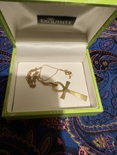 9ct Gold Ankh Pendant Necklace In Box Egyptian Cross of Life 25 Inch Chain 1.48g