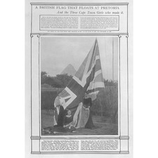 BOER WAR British Flag that Floats at Pretoria - Antique Print 1901