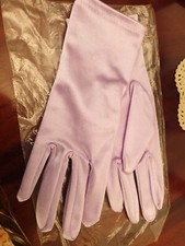 Lilac Satin Evening Gloves by Pia Rossini - Wrist Length - New
