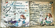 Lovely Pair of Alice in Wonderland Quotes Polyester  Cushion Covers 18" x 18"  B