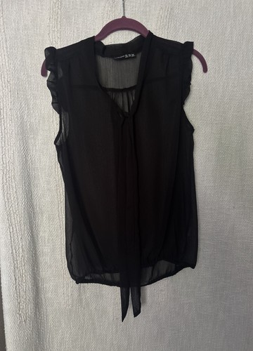 Primark black sheer pussy bow