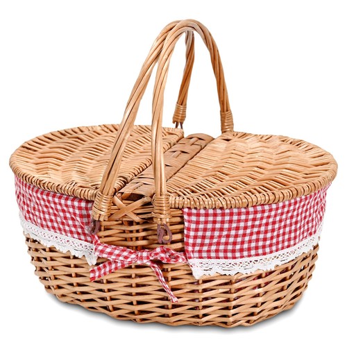 Wicker picnic basket with - wicker,
