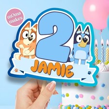 Boys Bluey cake topper - personalised bluey birthday cake decoration